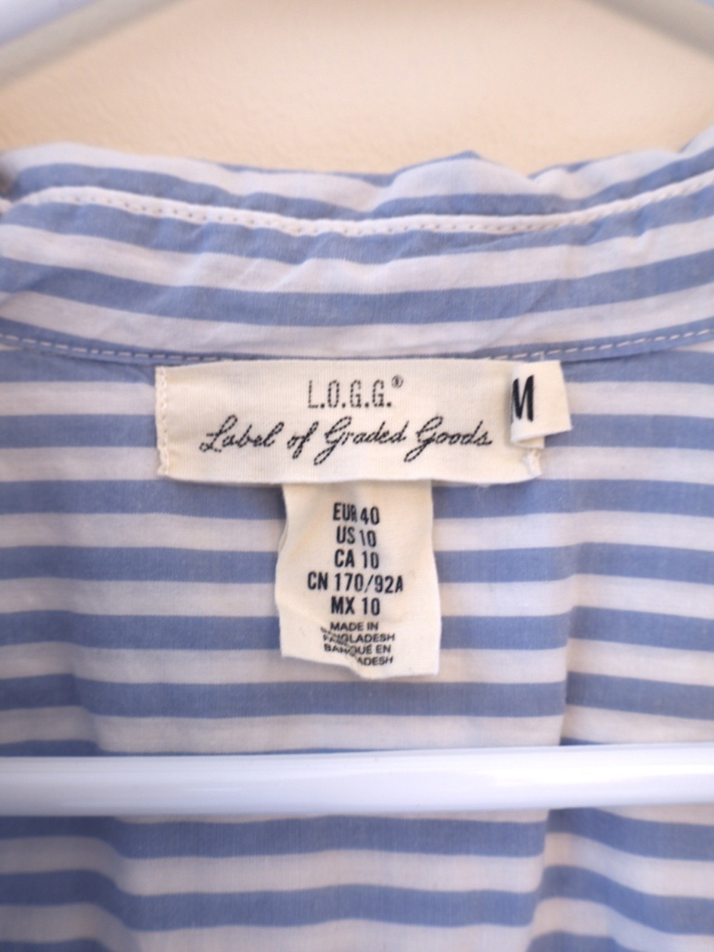 H&M Cotton Blue White Striped Relaxed Button Up Long Sleeve Shirt Coastal Preppy - Picture 6 of 7
